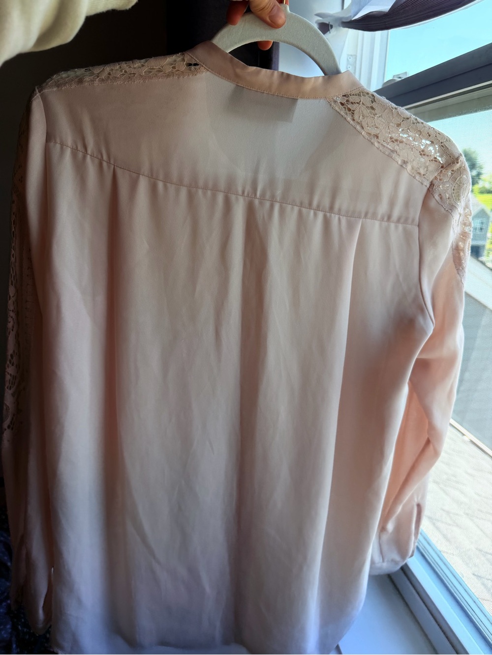 The Kooples Pale Pink Lace-Trim Button-Front Blouse - Picture 2 of 6